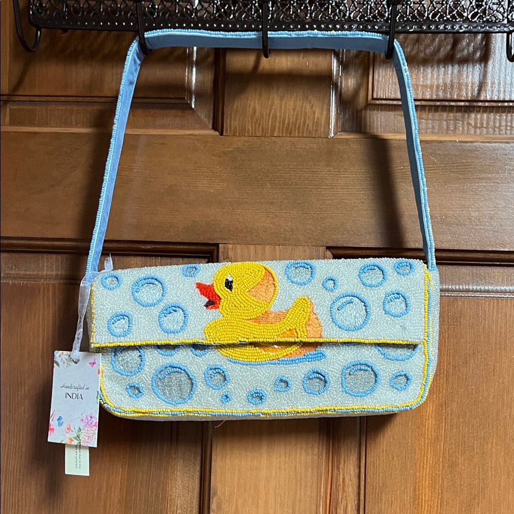 NWT Handcrafted In India Duck Embroidered Shoulder Bag